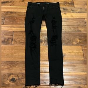 AG black ripped distressed skinny jeans